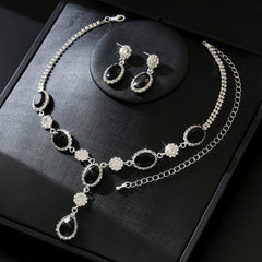 2026 Hot New Luxury Shiny Water Drop Necklace Earrings Suit High-grade All-match Bridal Jewelry Wholesale