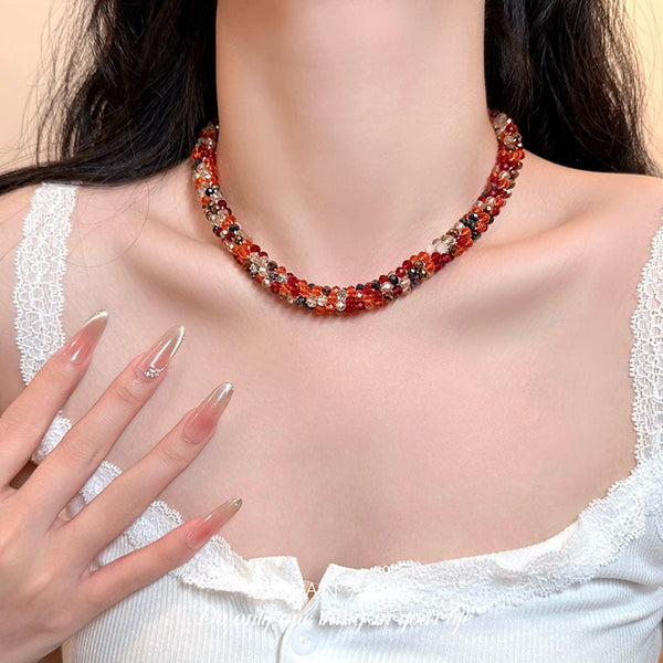 European And American Cross-Border Style Design Colorful Dopamine Heavy-Duty Ring With A Light Luxury And High-End Feel, Versatile High-End Women's Clavicle Chain