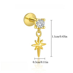 S925 silver starburst stud earrings with diamonds.