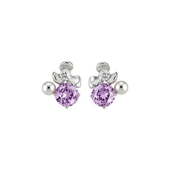 Women Flower Cubic Zirconia Pearl Stud Earrings,Fresh Sweet Light Luxury Delicate Dangle Earrings,Niche Design Fashion Daily Occasion Jewelry