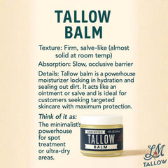 Unscented Tallow Balm | Natural Beef Tallow Vitamin E, Jojoba Moisturizer for Face & Body |Clean, Preservative-Free Skincare by Lady May