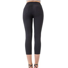 Denim-Look Capri Yoga Pants – Slim Fit High-Elastic Tummy Control Fitness Pants