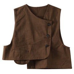 Women's Retro Straight-Cut Vest Jacket – Elegant Commuter Cardigan