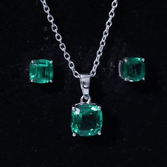 Certified Lab Grown Emerald Solitaire Jewelry Set
