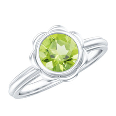 Bezel Set 1.2 Carat Peridot Engagement Ring for Women