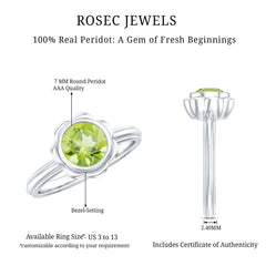 Bezel Set 1.2 Carat Peridot Engagement Ring for Women