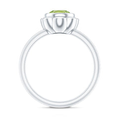 Bezel Set 1.2 Carat Peridot Engagement Ring for Women