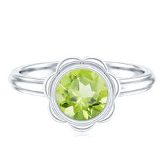 Bezel Set 1.2 Carat Peridot Engagement Ring for Women