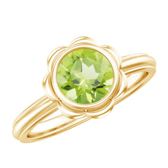 Bezel Set 1.2 Carat Peridot Engagement Ring for Women