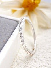 925 Sterling Silver Fashion Shiny 1.4mm Full Zircon Stackable Plain Ring For Women Daily Party Personalized Fine Jewelry