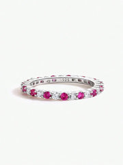 925 Sterling Silver Fashion Shiny 1.4mm Full Zircon Stackable Plain Ring For Women Daily Party Personalized Fine Jewelry