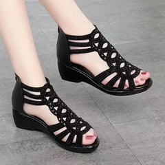 Soft Leather Roman Sandals Women Summer New Soft Sole Outwear Women's Wedge Shoes Fashion Casual Designer Shoe Ladies