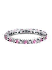 925 Sterling Silver Fashion Shiny 1.4mm Full Zircon Stackable Plain Ring For Women Daily Party Personalized Fine Jewelry