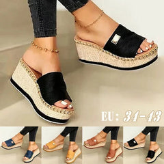 Womens High Heel Sandals Ladies Thick Bottom Casual Slippers Summer New Wedges Sandals Female Shoes Women Platform Mules Slipper