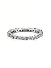925 Sterling Silver Fashion Shiny 1.4mm Full Zircon Stackable Plain Ring For Women Daily Party Personalized Fine Jewelry