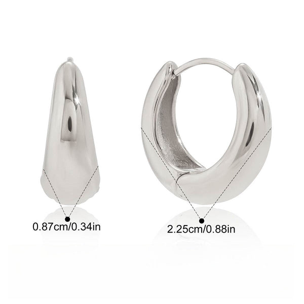 18K gold lightweight luxury earrings with engraved lettering on the inner surface.