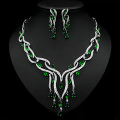 Emerald Green Crystal Jewelry Zircon Jewelry Set