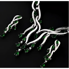 Emerald Green Crystal Jewelry Zircon Jewelry Set