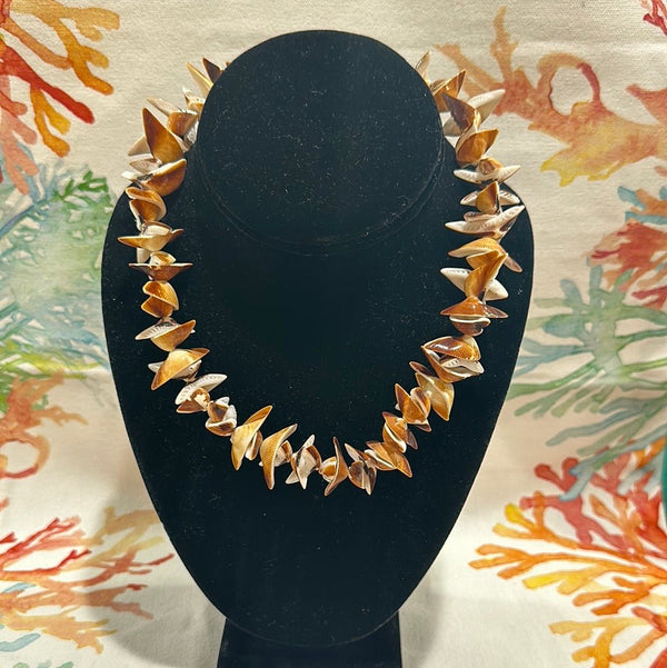 Vintage Carved Shell Necklace - Unique Handcrafted Seashell Jewelry